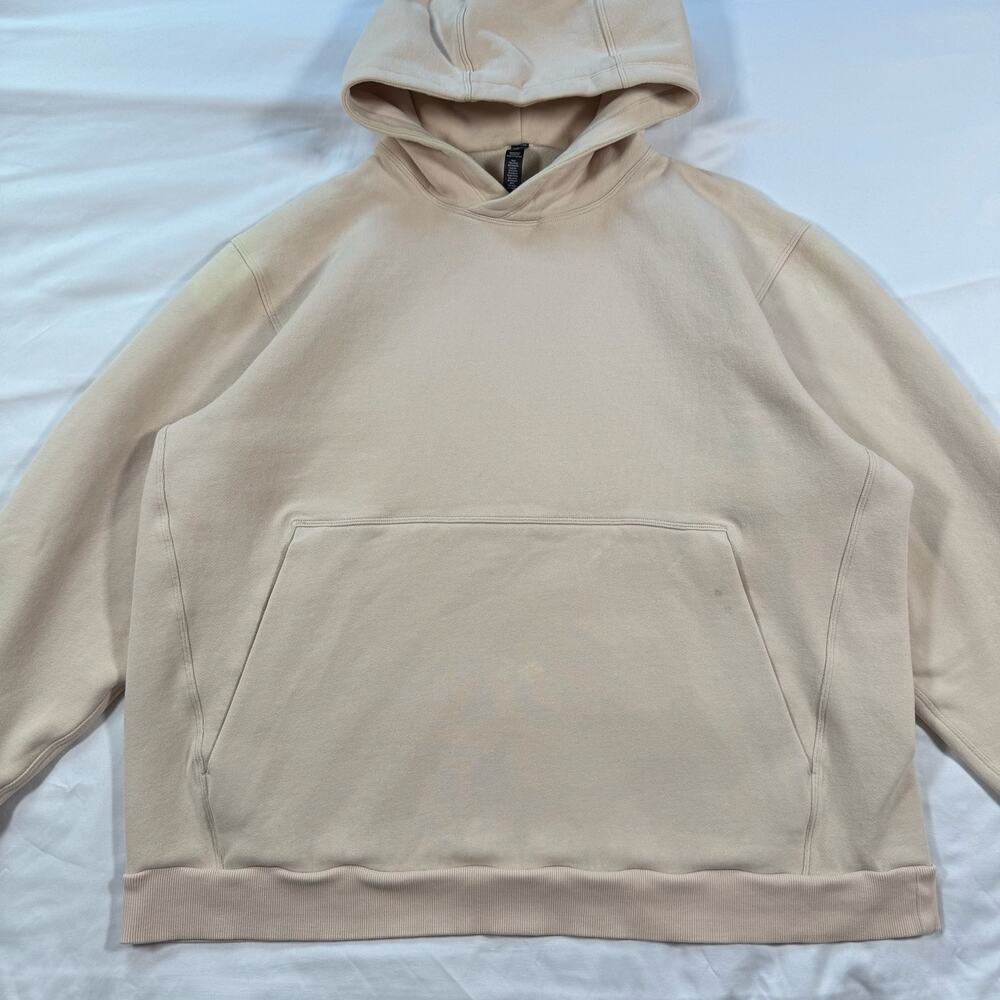 Lululemon Womens XL Oversized Fleece Hoodie Bone Beige Pullover Sweatshirt